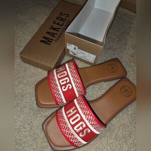 MKS Bobbie Game Day Sandals Arkansas Hogs Red Slides Size 9 New